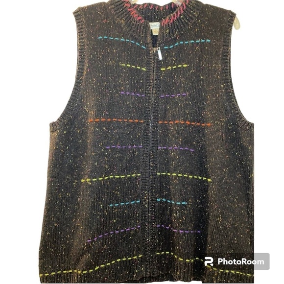 Coldwater Creek vest with front zipper. Size XL. Black, with accents o… - Picture 1 of 6